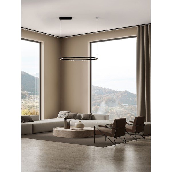 Mat črna aluminijasta LED zatemnitvena viseča svetilka ø 80 cm Lunette – Nova Luce-image-1