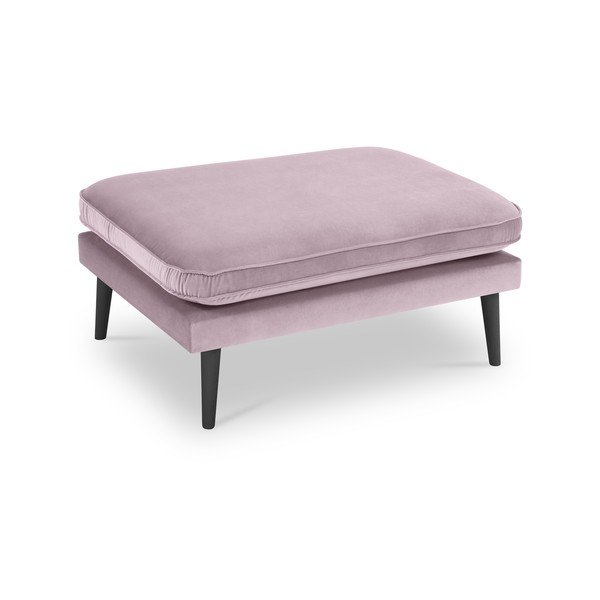 Svetlo roza žameten tabure s črnimi nogami Kooko Home Lento-image-2