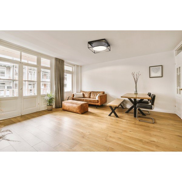 Črno-siva stropna svetilka s tekstilnim senčilom 60x60 cm Carre – Fischer & Honsel-image-1