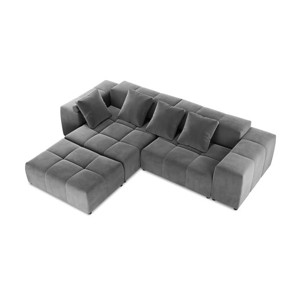 Siv žametni kotni kavč (obojestranski) Rome Velvet - Cosmopolitan Design -image-3