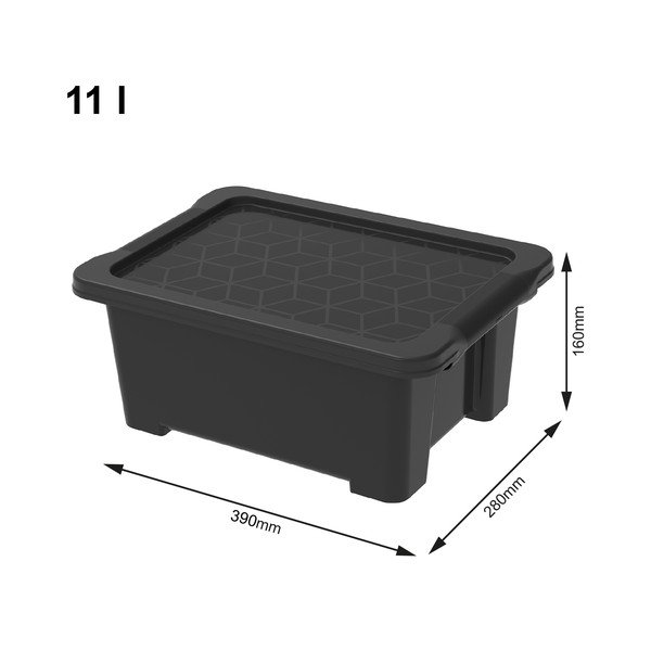 Črna plastična škatla za shranjevanje s pokrovom Evo Easy - Rotho-image-1