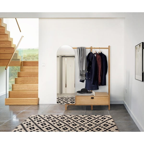 Garderobni panel iz hrastovega lesa z ogledalom Woodman Tripod-image-1