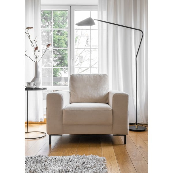 Bež fotelj iz rebrastega žameta Lofty Lilly – Miuform-image-1