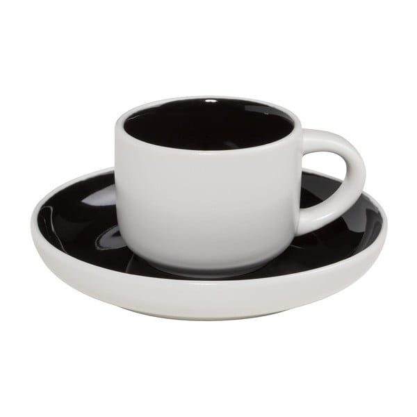 Črno-bela porcelanska skodelica za espresso s podstavkom Maxwell & Williams Tint, 100 ml