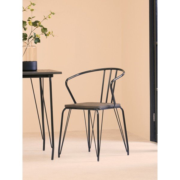 Črn/v naravni barvi jedilni stol iz masivnega bresta District – Premier Housewares-image-1