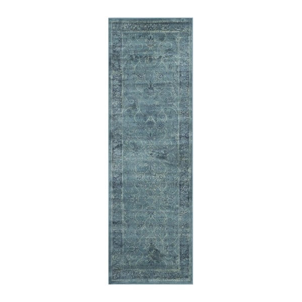 Tekač iz viskoze Safavieh Peri Vintage Blue, 243 x 66 cm
