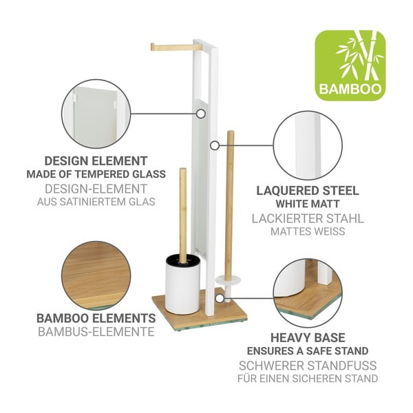 Belo/v naravni barvi jekleno stojalo za WC papir z WC ščetko Rivalta – Wenko-image-3