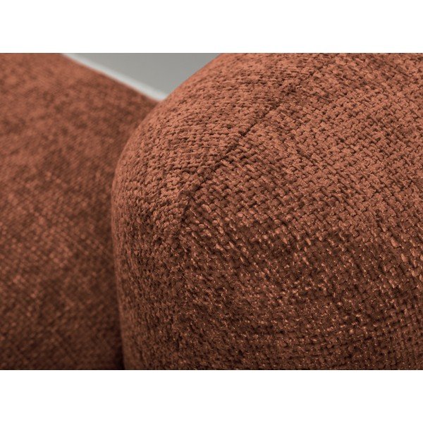 Raztegljiva kotna sedežna garnitura iz šenilje v barvi terakote s prostorom za shranjevanje (levi kot/z ležalnikom) Mele – Makamii-image-1