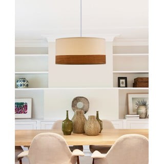 Bela viseča svetilka s senčnikom iz tekstila in furnirja ø 30 cm Bianco – Candellux Lighting