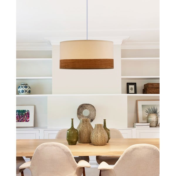 Bela viseča svetilka s senčnikom iz tekstila in furnirja ø 30 cm Bianco – Candellux Lighting-image-1