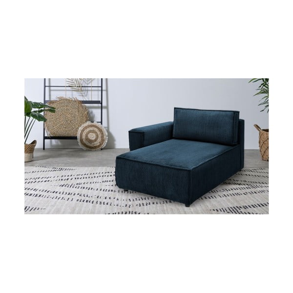 Temno moder modul za sedežno garnituro iz rebrastega žameta (levi kot) Nihad modular – Bobochic Paris-image-1