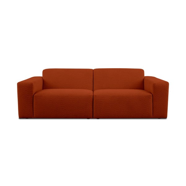 Opečnato oranžna sedežna garnitura iz tkanine bouclé 228 cm Roxy – Scandic