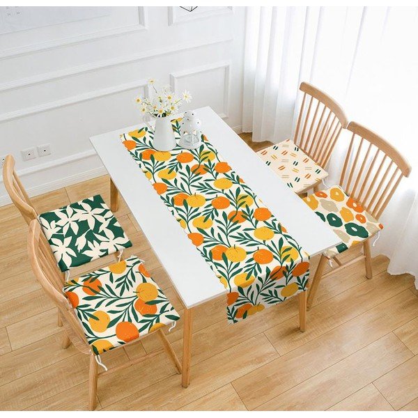 Komplet namiznega tekača in sedežnih blazin 5 ks Orange – Mila Home-image-1