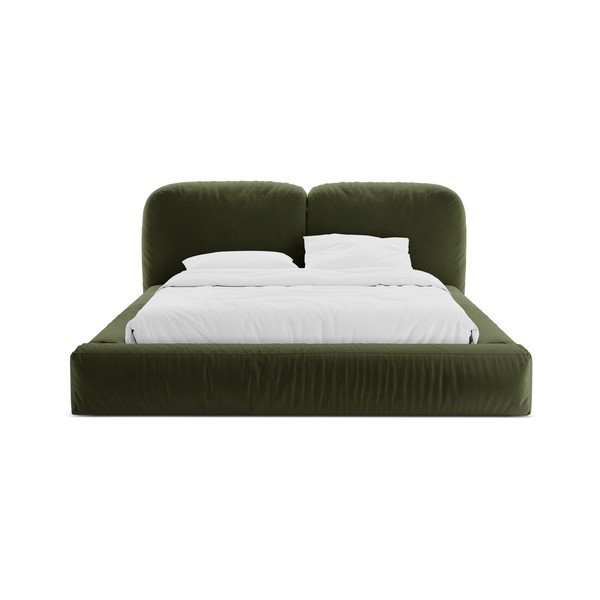 Zelena oblazinjena zakonska postelja s prostorom za shranjevanje in z letvenim dnom 160x200 cm Martina – Micadoni -image-4