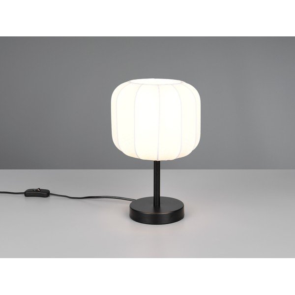 Bela/mat črna kovinska namizna svetilka s tekstilnim senčilom (višina 30 cm) Madleine – Reality-image-1