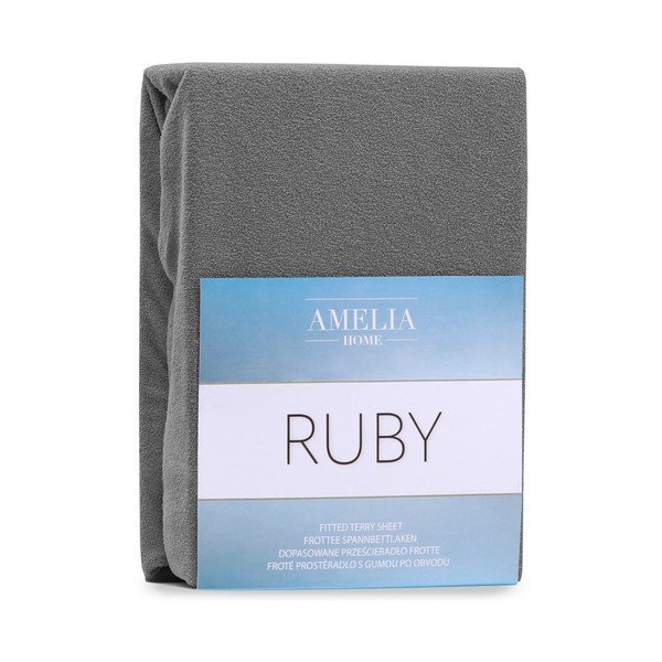 Temno siva napenjalna rjuha iz frotirja 220x200 cm Ruby – AmeliaHome-image-2