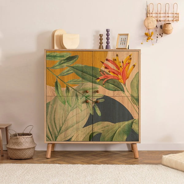 Omarica v hrastovem dekorju v naravni barvi 95x111 cm Multilux – Kalune Design-image-1