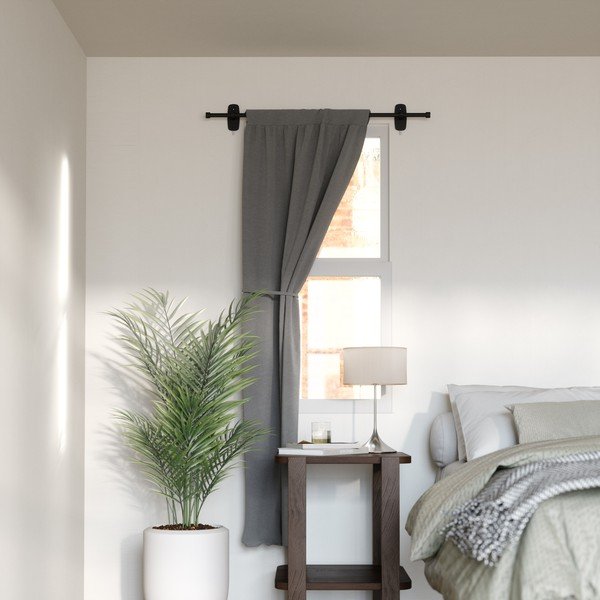 Mat črna jeklena karnisa z nastavljivo dolžino 71 - 121 cm Adhera – Umbra-image-2