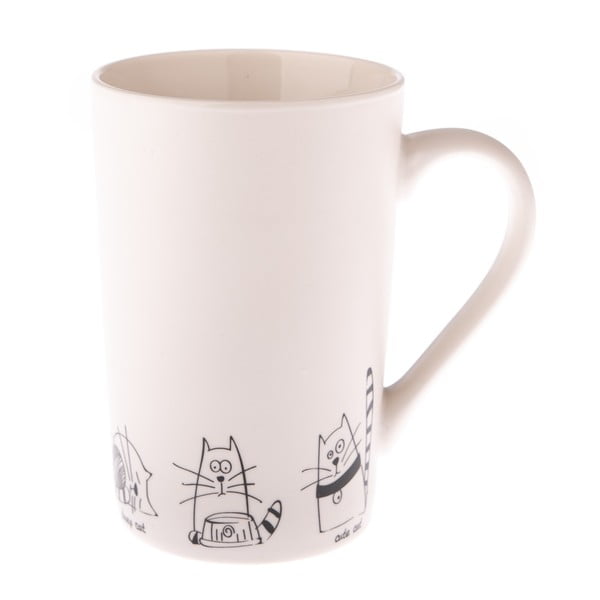 Bela porcelanska skodelica z mačkami Dakls Simple Cats, 380 ml