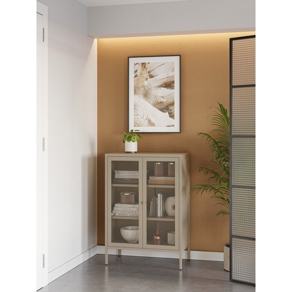 Kremno bela kovinska omarica 70x100x40 cm Fayna – Marckeric-image-1