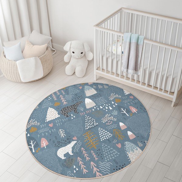 Modra pralna otroška preproga ø120 cm Forest Land – Mila Home-image-2