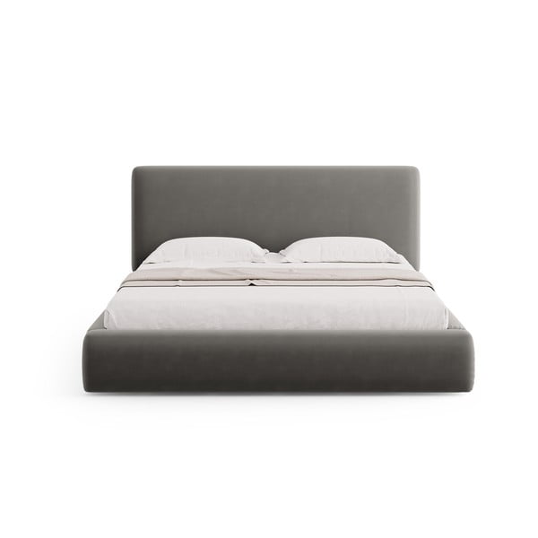 Siva oblazinjena zakonska postelja s prostorom za shranjevanje in letvenim dnom 160x200 cm Colonel – Cosmopolitan Design-image-3