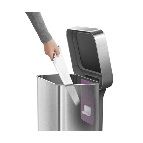Jeklen koš za smeti s pedalom v srebrni barvi 45 l – simplehuman-image-4