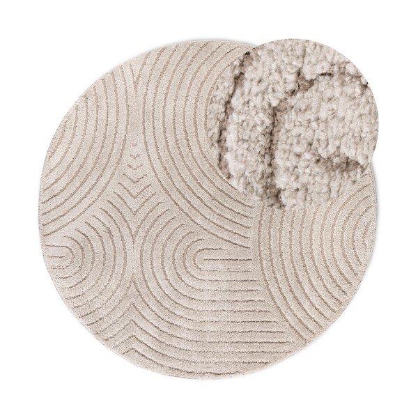 Bež okrogla preproga ø 160 cm Panglao New York Taupe – Elle Decoration