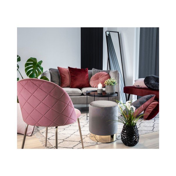 Siva okrasna blazina z žametno prevleko House Nordic Luso, ø 45 cm-image-3