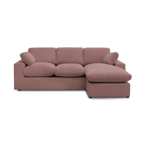 Rožnata kotna sedežna garnitura iz rebrastega žameta Belair – Bobochic Paris