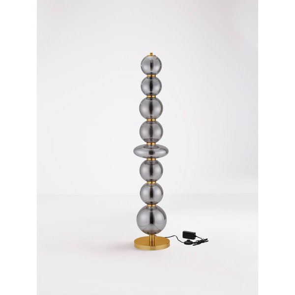 Siva kovinska LED zatemnitvena stoječa svetilka s steklenim senčilom (višina 140 cm) Navi – Nova Luce-image-4