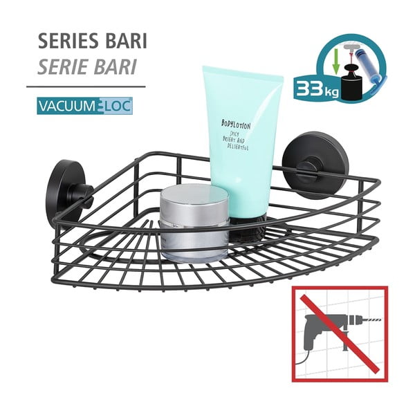 Črna kotna polica za kopalnico Wenko Vacuum-Loc® Bari-image-4