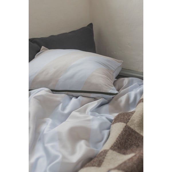 Svetlo siva/bež podaljšana posteljnina za zakonsko posteljo iz bombažnega satena 200x220 cm Diagonal – Mette Ditmer Denmark-image-4