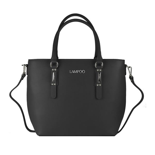 Črna usnjena torbica Lampoo Baso