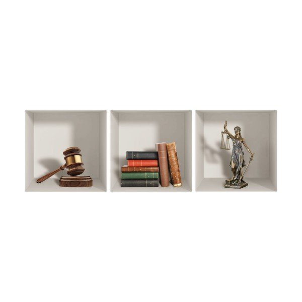 Komplet 3 3D stenskih nalepk Ambiance Justice-image-2