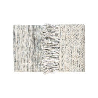 Bombažna pletena odeja White Label Liv Blue, 130 x 170 cm