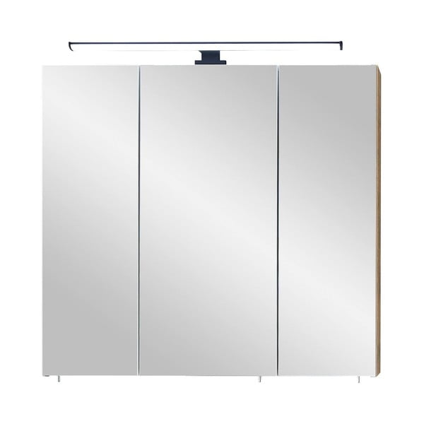 Rjava stenska kopalniška omarica z ogledalom 75x70 cm Set 374 - Pelipal