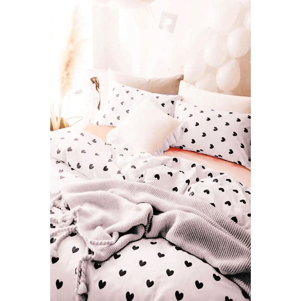 Bela 3-delna enojna podaljšana posteljnina iz renforce bombaža z rjuho 160x220 cm Mini Hearts – Mila Home-image-2