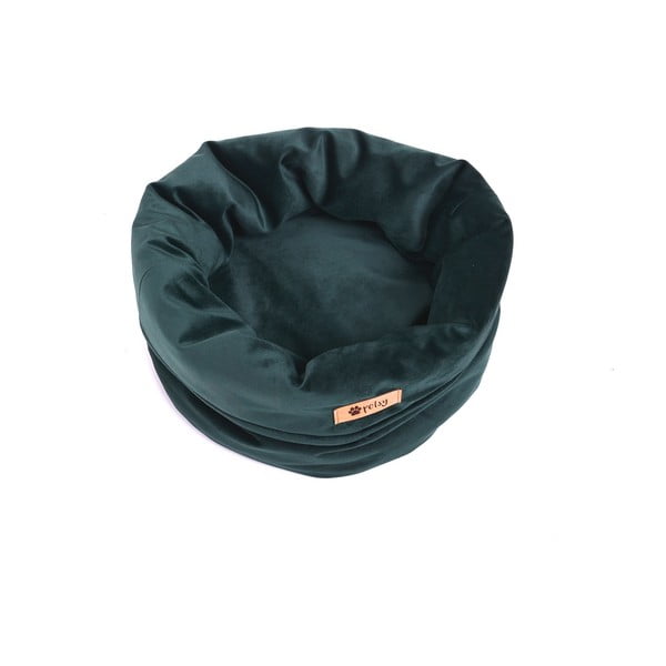 Temno zelena žametna postelja ø 40 cm Basket Royal - Petsy-image-3