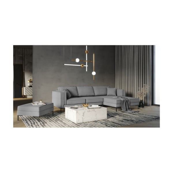 Siva kotna sedežna garnitura Milo Casa Attilio, desni kot-image-4