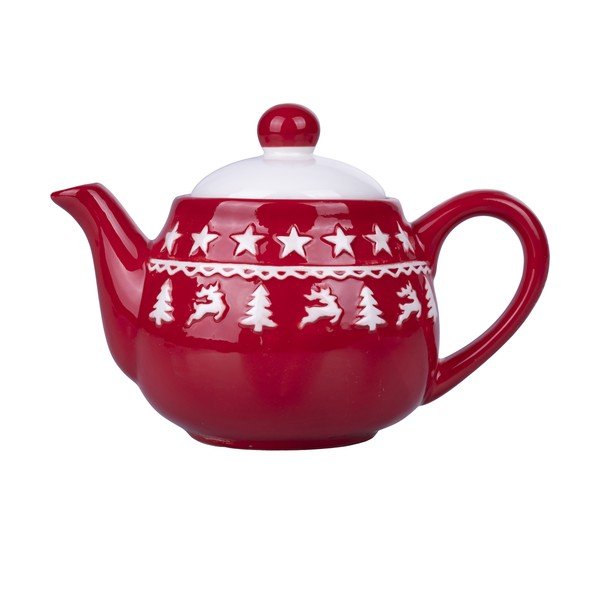 Rdeče-beli božični keramični čajnik 520 ml Xmas - VDE Tivoli 1996-image-2