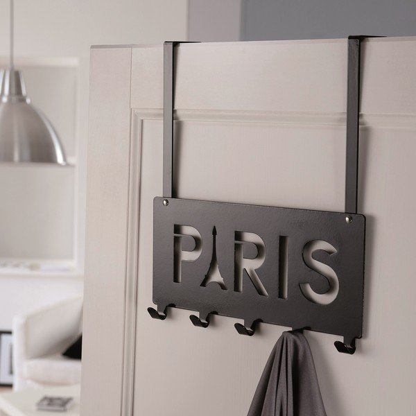 Črni kovinski obešalnik za vrata 30 cm Paris - Compactor-image-1