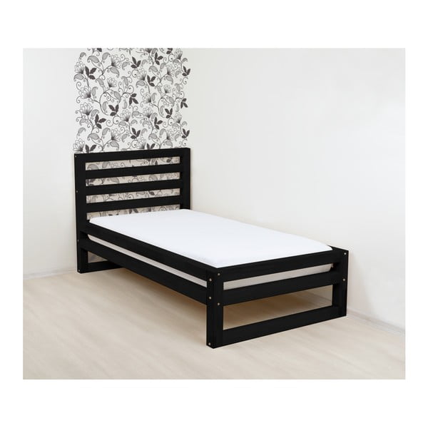 Črna lesena enojna postelja Benlemi DeLuxe, 190 x 80 cm