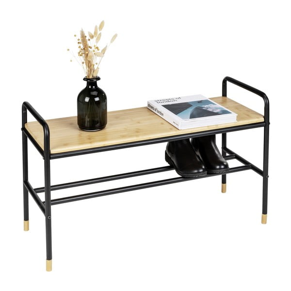 Črna/naravna kovinska omarica za čevlje s klopjo Loft – Wenko-image-2