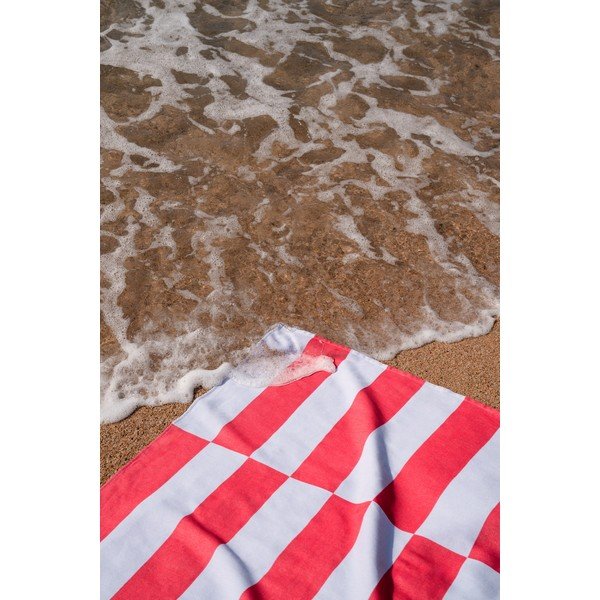 Rdeča/svetlo modra bombažna brisača za na plažo 100x160 cm Su – noo.ma-image-2