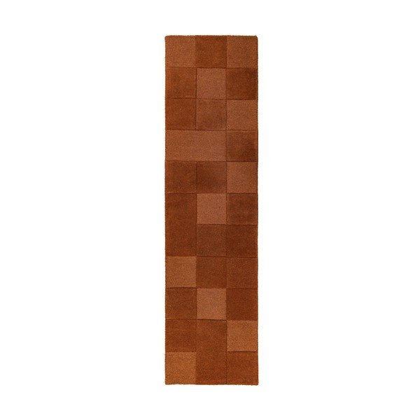Ročno tkan volnen tekač v barvi terakote 60x230 cm Checkerboard – Flair Rugs
