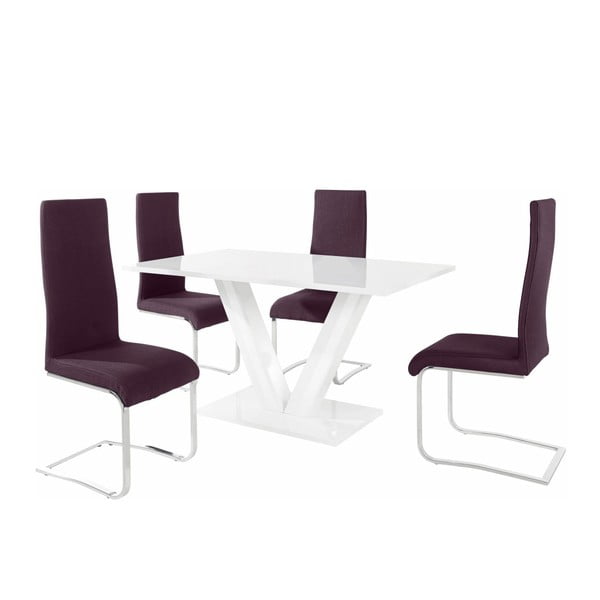 Garnitura mize in 4 vijoličastih stolov Støraa Aaron