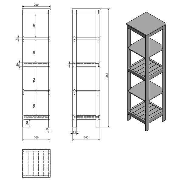 Bela kopalniška polica 36x156 cm Etide – Sapho-image-3