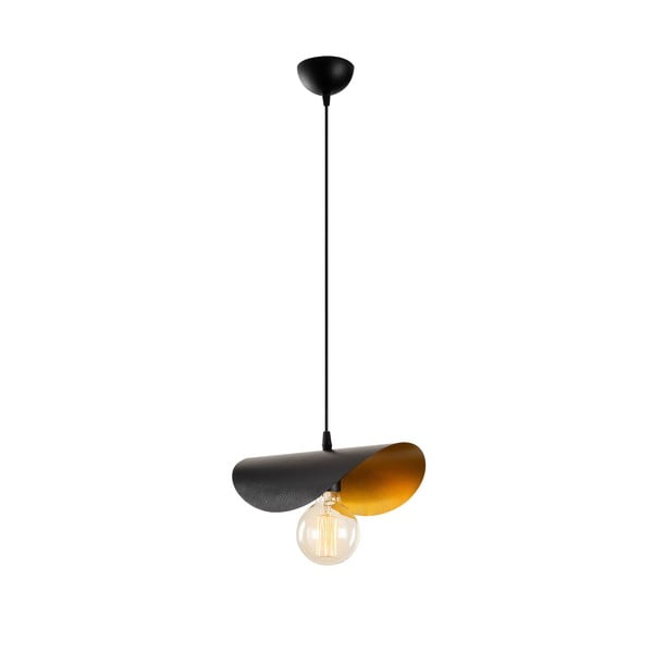 Črna/bronasta viseča svetilka s kovinskim senčnikom Sivani – Opviq lights