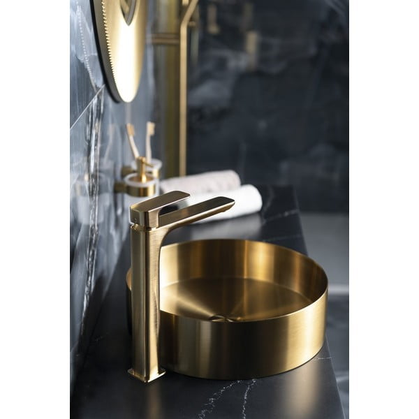 Stoječa armatura za umivalnik v zlati barvi Spy – Sapho-image-1